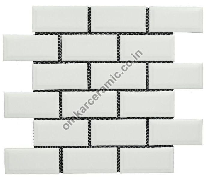 Rectangle Matt White Mosaic Tiles, Packaging Type : Carton Box