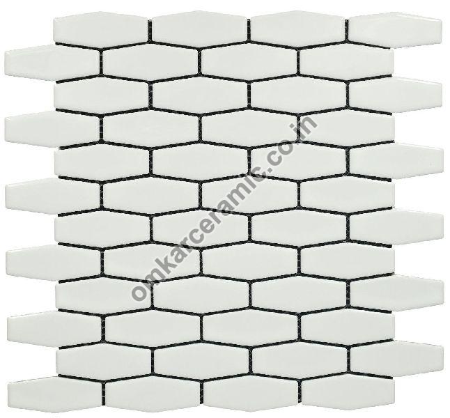 Stretch Hexagon Glossy White Mosaic Tiles, Packaging Type : Carton Box