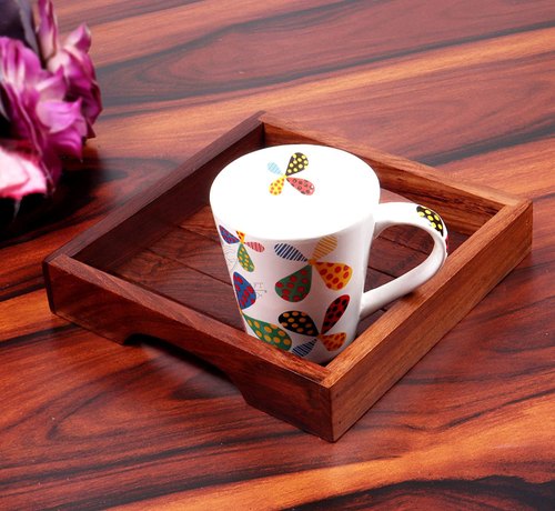 Rectangle Wooden Serving Tray With Handle, Size : 8/8