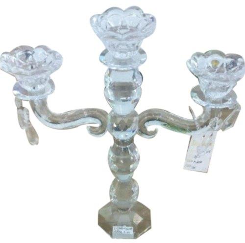 Crystal Glass Candle Stand, Color : Transparent