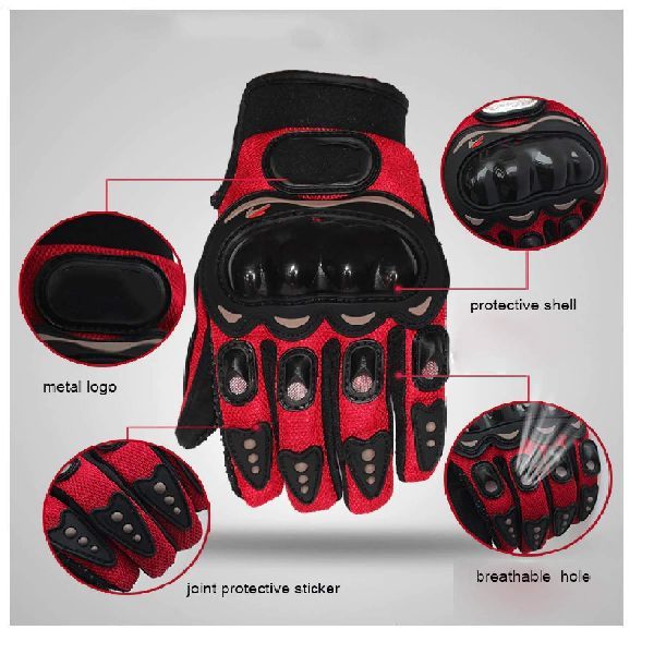 ROMIC Full Finger Biker Gloves Support For Motorcycle,Riding Gloves Glove Soft War RED XL-XXL-LARGE