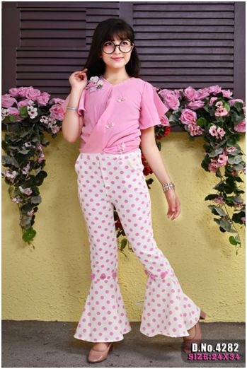 Designer Top with Flurry Bottom Pant, Size : 24X34 (4-13 YRS)
