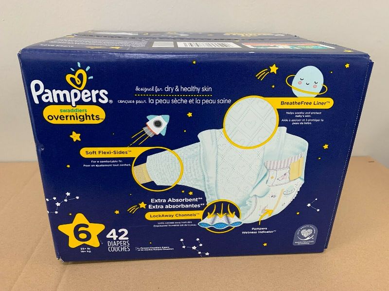 Pampers Swaddlers Overnights Disposable Diapers 42 Count, Size-6, Super Pack