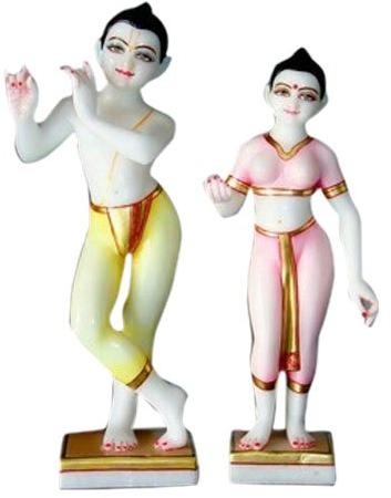 Marble Iskcon Radha Krishna Statue, for Temple, Pattern : Plain