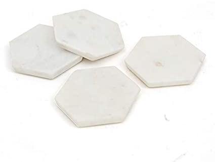 Polished Hexagon White Marble Coaster, for Study/Office Table, Size : 5x5cm, 6x6cm, 7x7cm, 8x8cm