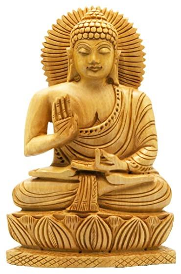 Polished Wooden Buddha Statue, for Home, Office, Size : Standard