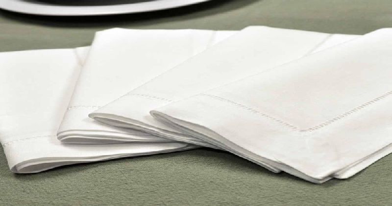 Micasa Decor Rectangular White Linen Napkins, for Home, Hotel, Restaurant, Pattern : Plain