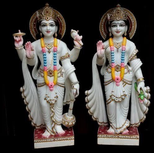Marble Laxmi Narayan, for Temple, Style : Antique