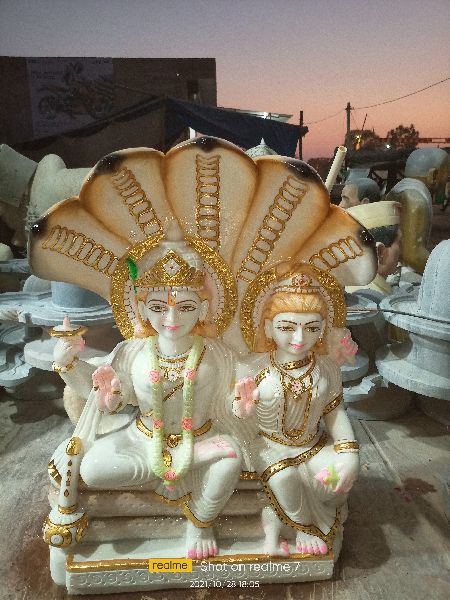 Marble Printed Vishnu Laxmi, Color : White