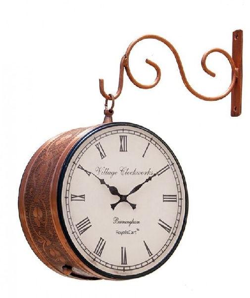 Round Copper Antique Railway Clock, for Home, Office, Specialities : Rust Free, Durable