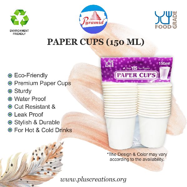 PYRAMID Paper Cups 150 ml, Pack of 90 Pcs
