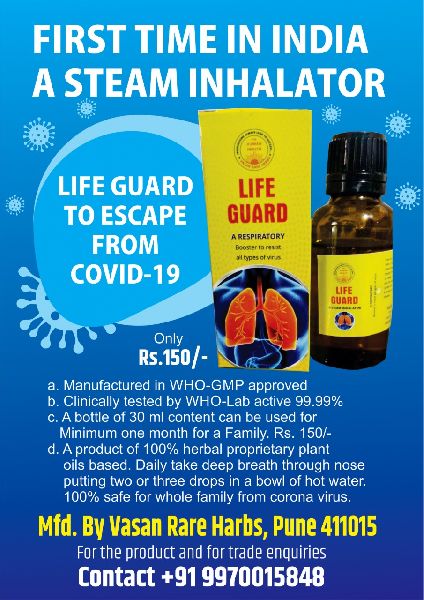 Life Guard Steam Inhalator, Form : Liquid
