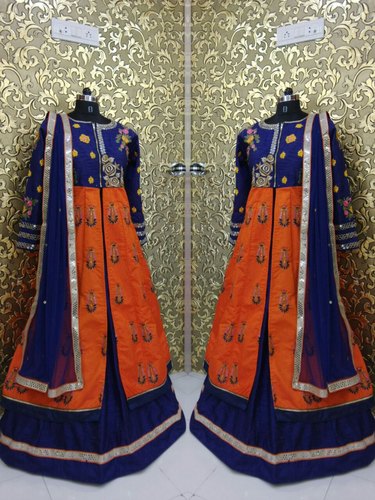 Designer Embroidery Mirror Work Indo Western Gown