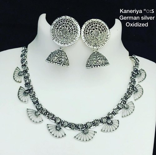 Fabzone Silver Oxidised Necklace Set, Occasion : Party Wear