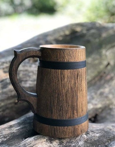 Wooden mug, Color : Brown