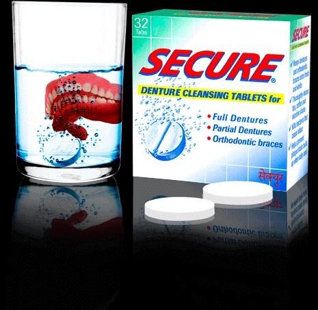 Secure Denture Cleansing Tablets, Packaging Type : Box