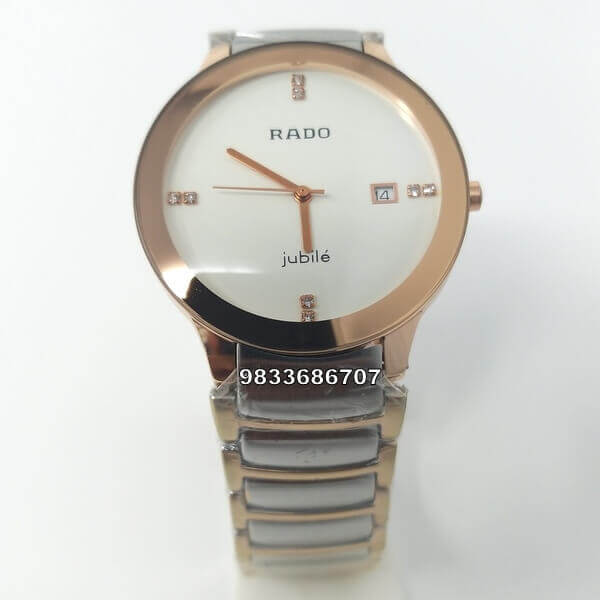 Rado Centrix Gold With Silver White Dial Men's Watch