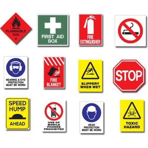 Round Iron Industrial Safety Sign Board, for Danger, Direction, Design Type : Standard