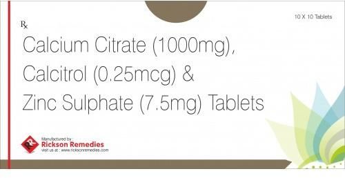Calcium Citrate, Calcitriol and Zinc Sulphate Tablets