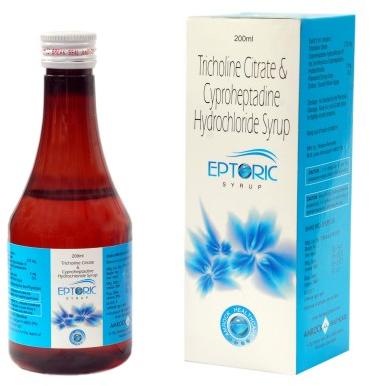Tricholine Citrate and Cyproheptadine Hydrochloride Syrup, Packaging Type : Bottle