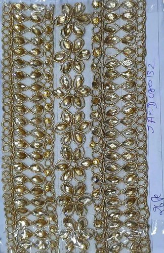 Mesh Fancy Zari Lace, Color : Golden