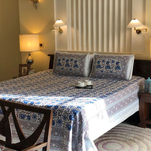 Blue Grey Jaal Bedsheets