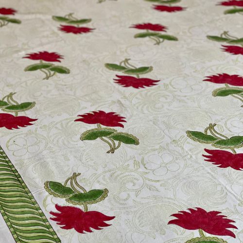 Handblock Lotus Bedsheets