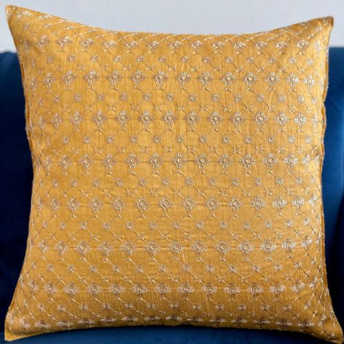 Threads Of Life Mustard Set Of 5 Pcs Cushion Cover