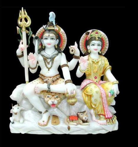 Marble Shiv Parvati Ji Statue, for Temple, Pattern : Printed