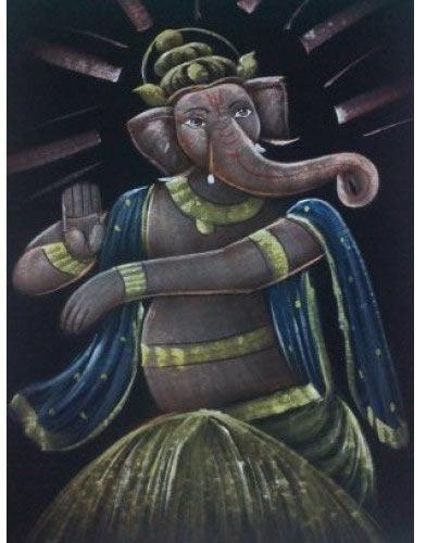 Paper  Dancing Ganesha Painting, Color : MULTI