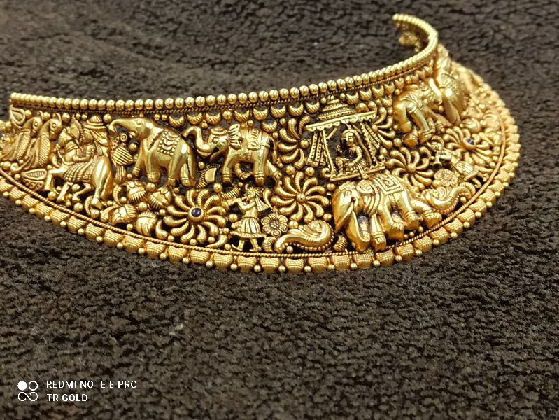 TR916 Gold Chokar Necklace, Purity : 22crt