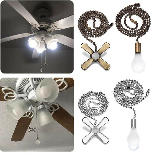 Copper Ceiling Fan Pull Chain Extension Chains Light Bulb & Fan Cord Celling