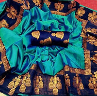  Printed Blue Satin Silk Saree, Technics : Machine Made