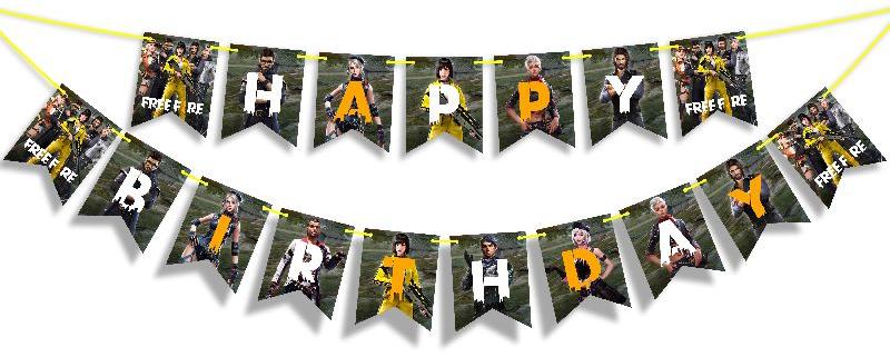 Free Fire Happy Birthday Banner, for Parties, Color : Multicolor
