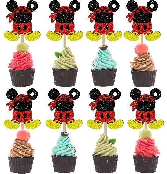 Minnie Mouse Mid Cupcake Topper, for Party, Color : Multicolor