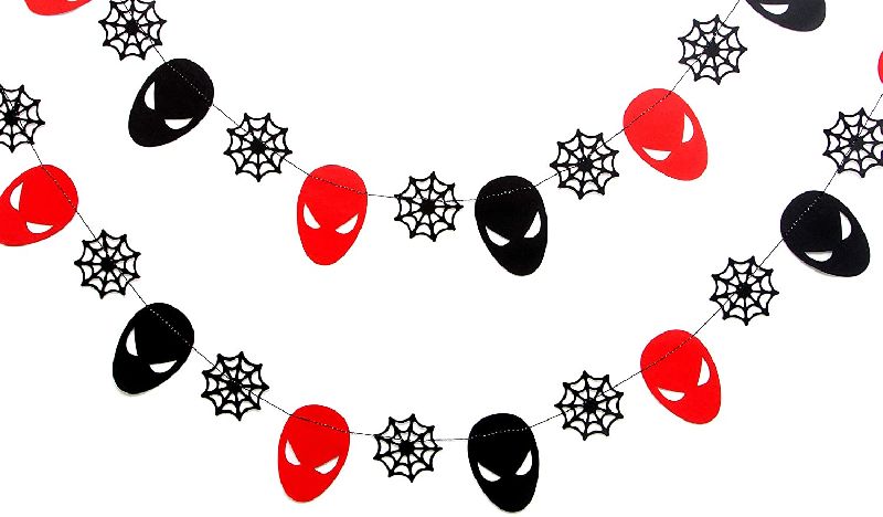 Spiderman Garland Banner, Color : Red, Black