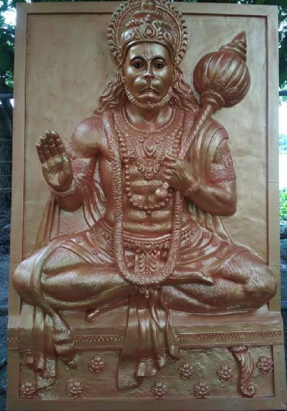 Fiberglass relief lord hanuman sculpture, for Office, Home, Garden, Size : 6×5 Feet