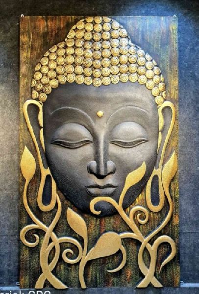 Rectangular Polished Fiberglass Buddha relief sculptures, for Office, Home, Garden, Size : 6×4 Ft