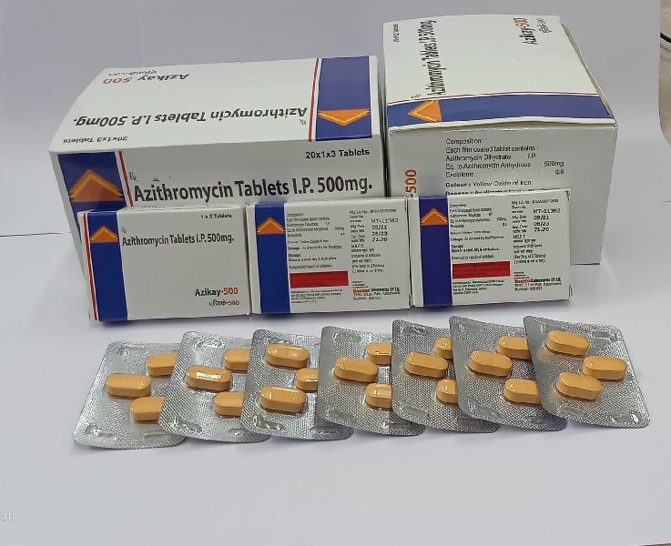 Azithromycin Tablet I.P 500 Mg, for Pharmaceuticals, Packaging Size : 10X10 Pack