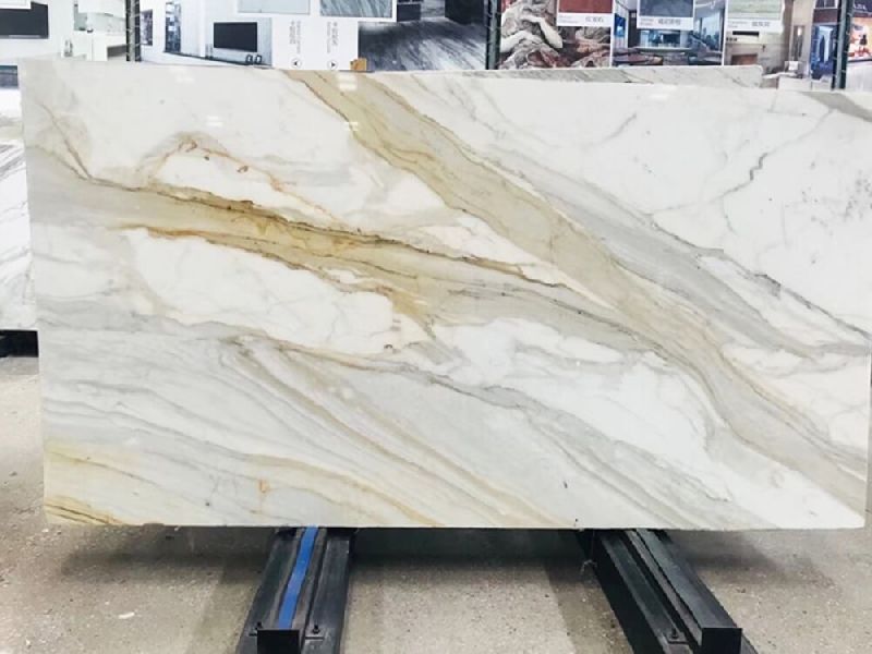 Polished Calacatta Gold Marble Slabs, Size : 18x18ft, 24x24ft