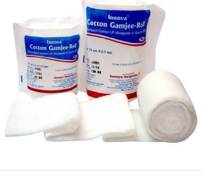 Cotton Stelile Gamjee Roll, for Clinic, Hospital, Laboratory, Pattern : Plain