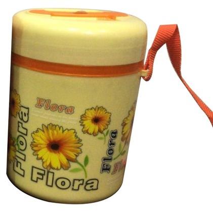 Flora Round Plastic Lunch Hot Case Set, Color : Yellow