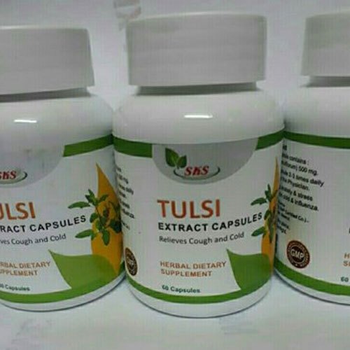 SKS Tulsi Extract Capsules, for Common Cold, Headache, Fever, Stress, Upset Stomach
