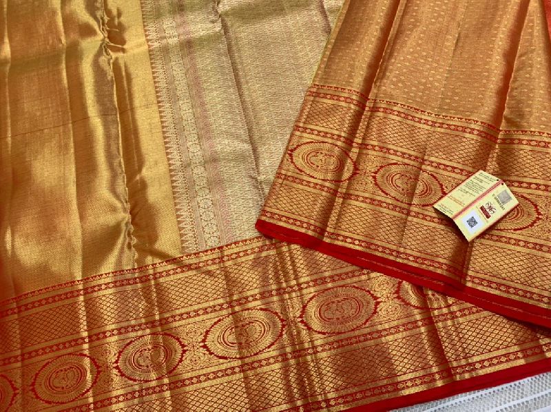 Buy Gold Kanjivaram Silk Woven Trendy Saree Online : Indian Ethnic Wear -