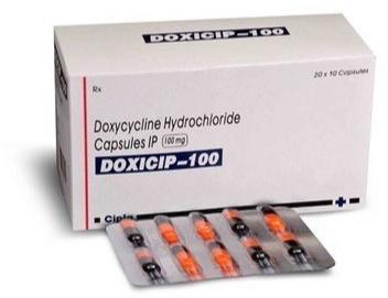 Doxycycline Hydrochloride Capsules, Packaging Type : Strip