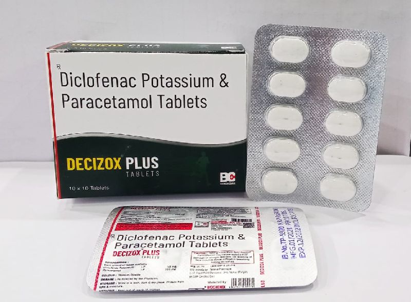 Diclofenac Potassium & Paracetamol Tablets, Shelf Life : 2 Yrs