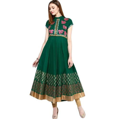 Printed Chiffon Anarkali Kurtis, Feature : Fad Less Color, Impeccable Finish, Shrink Resistance, Skin Friendly