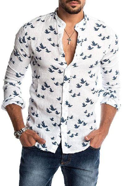 Cotton mens printed shirt, Size : L