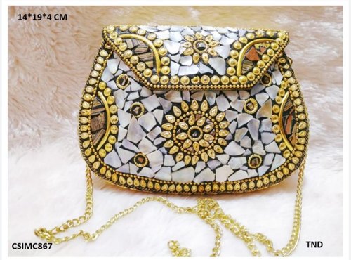 Mother of Pearl Sling Bag, Size : 14X19X4 Cm
