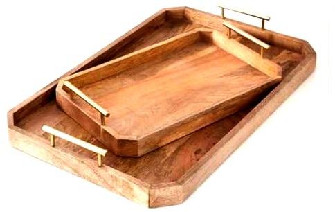 Polished Plain wooden tray set, for Serving, Home Use